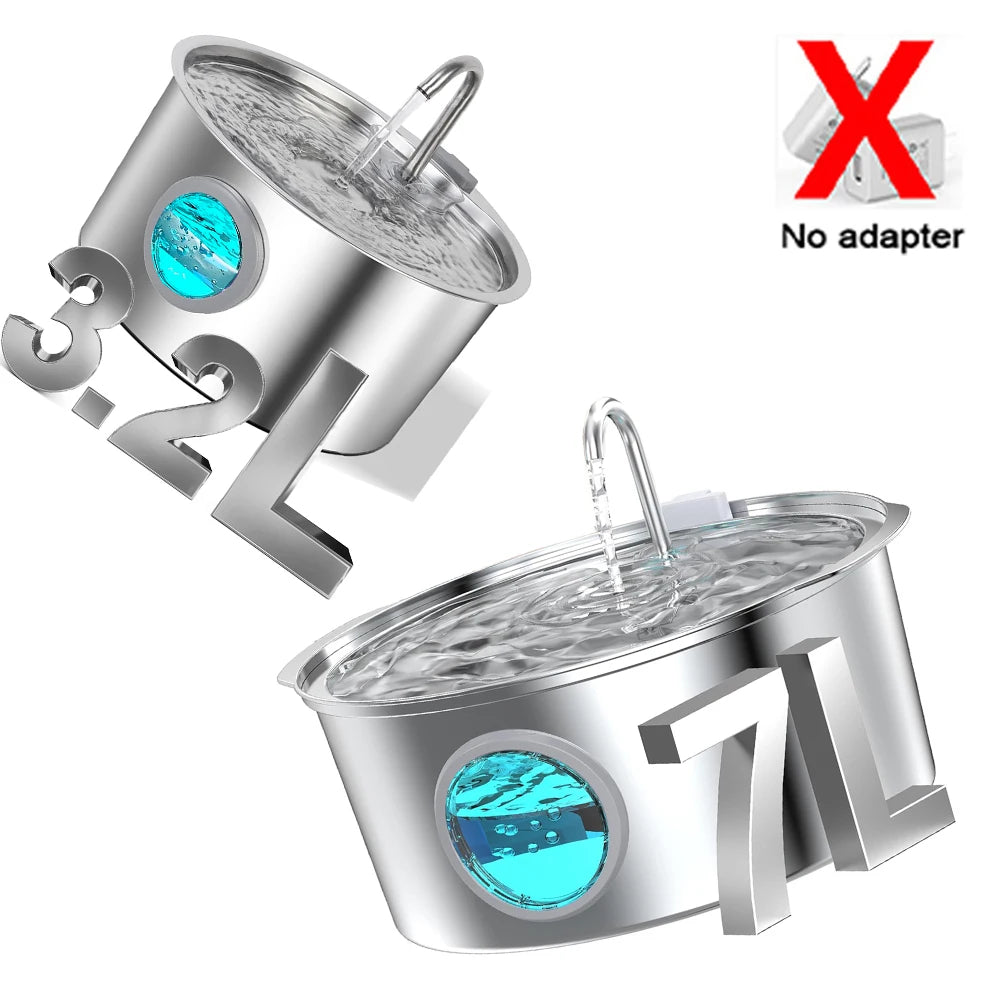 Pet water fountain stainless steel quiet pump triple filter system